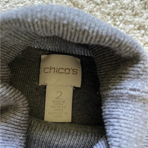 Chicos Women’s Gray Turtleneck Long Sleeve Size 2 Large Rayon Stretch - Picture 3 of 10